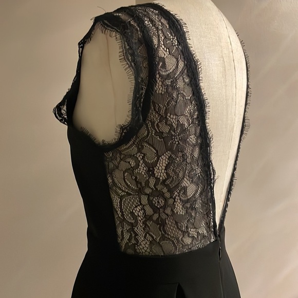 BCBGeneration cocktail V lace insert flare mini dress black deep V back size 6 - Picture 9 of 17